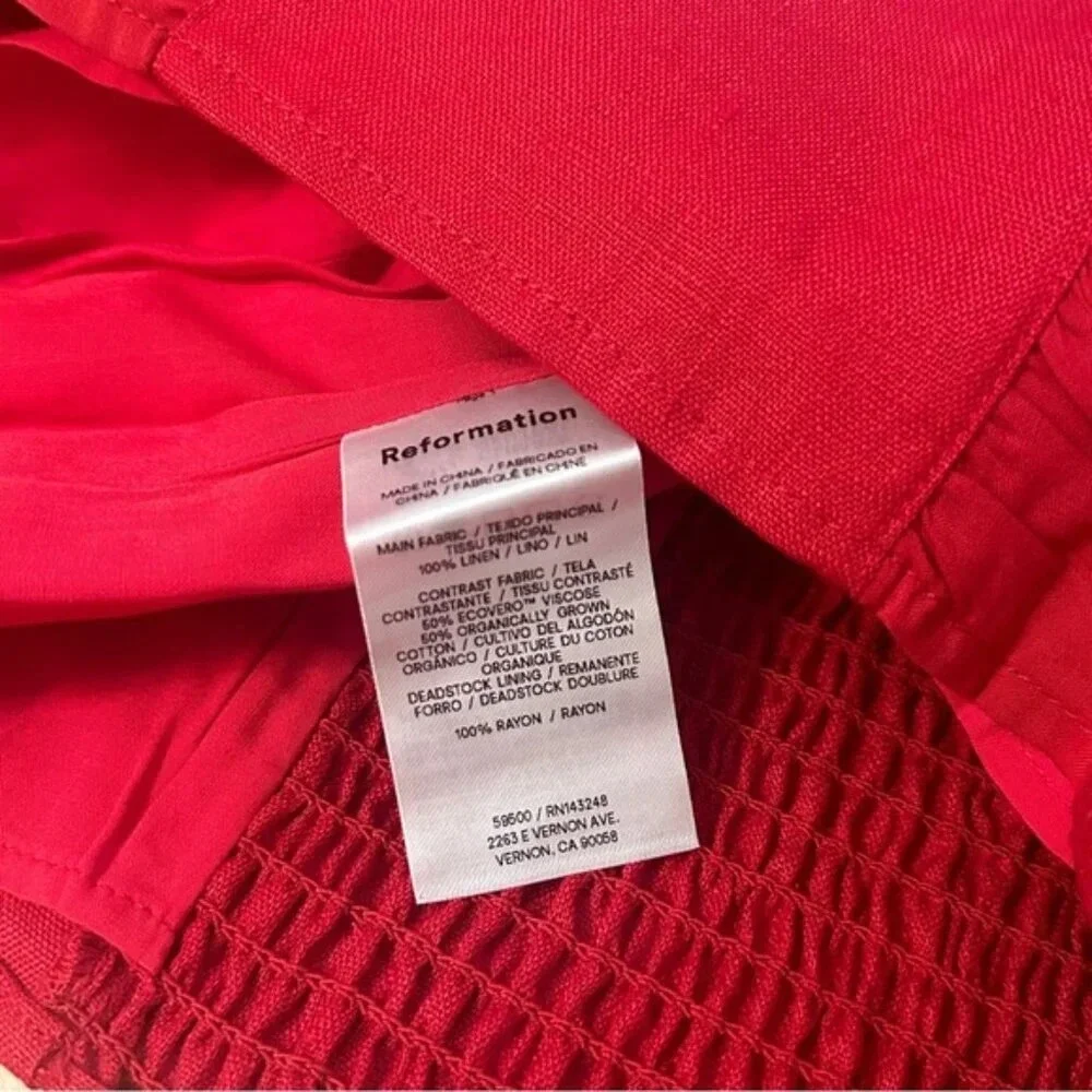 NEW Reformation Emery Linen Top in Lipstick Red Flower Detail | size 0 - Picture 9 of 11